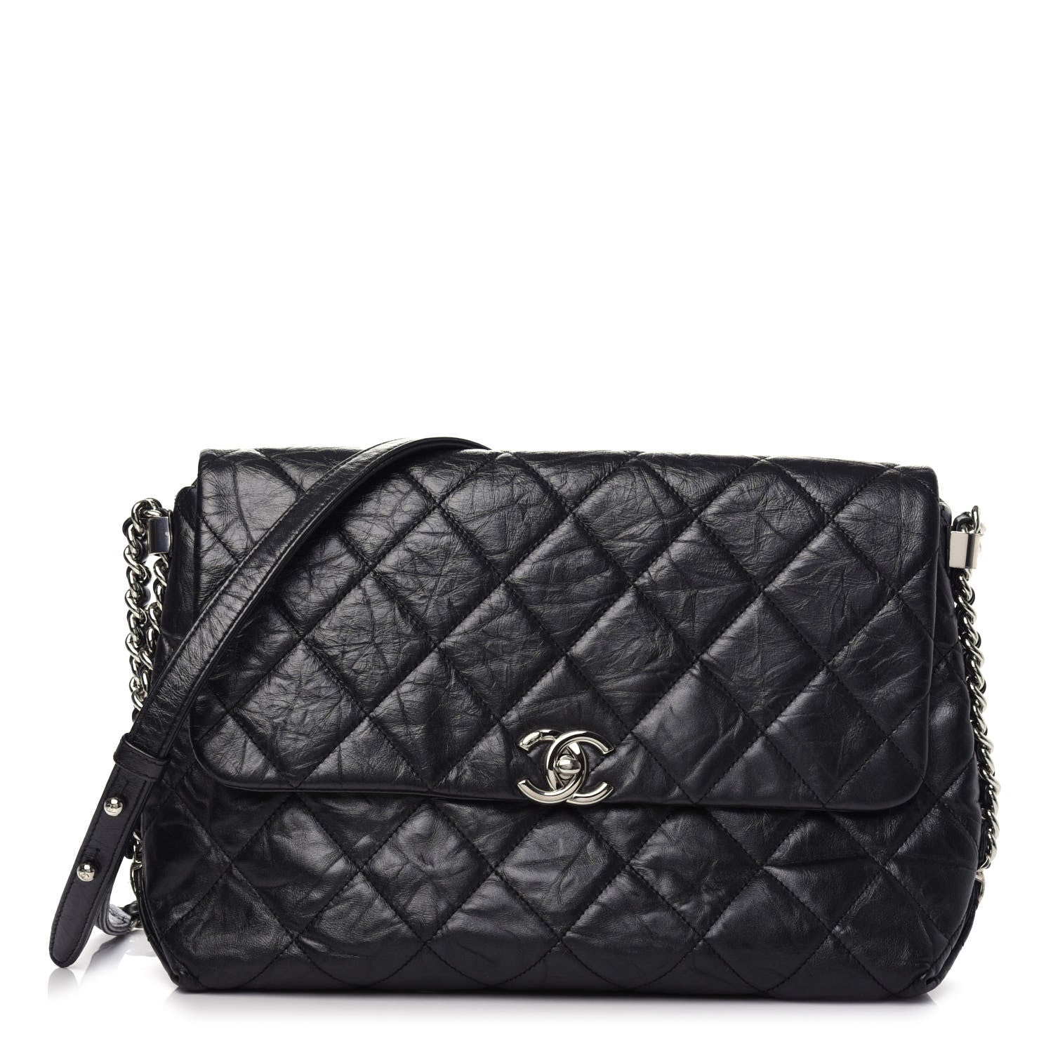 Chanel Crackled Aged Calfskin Big Bang Flap Black 1 of 9