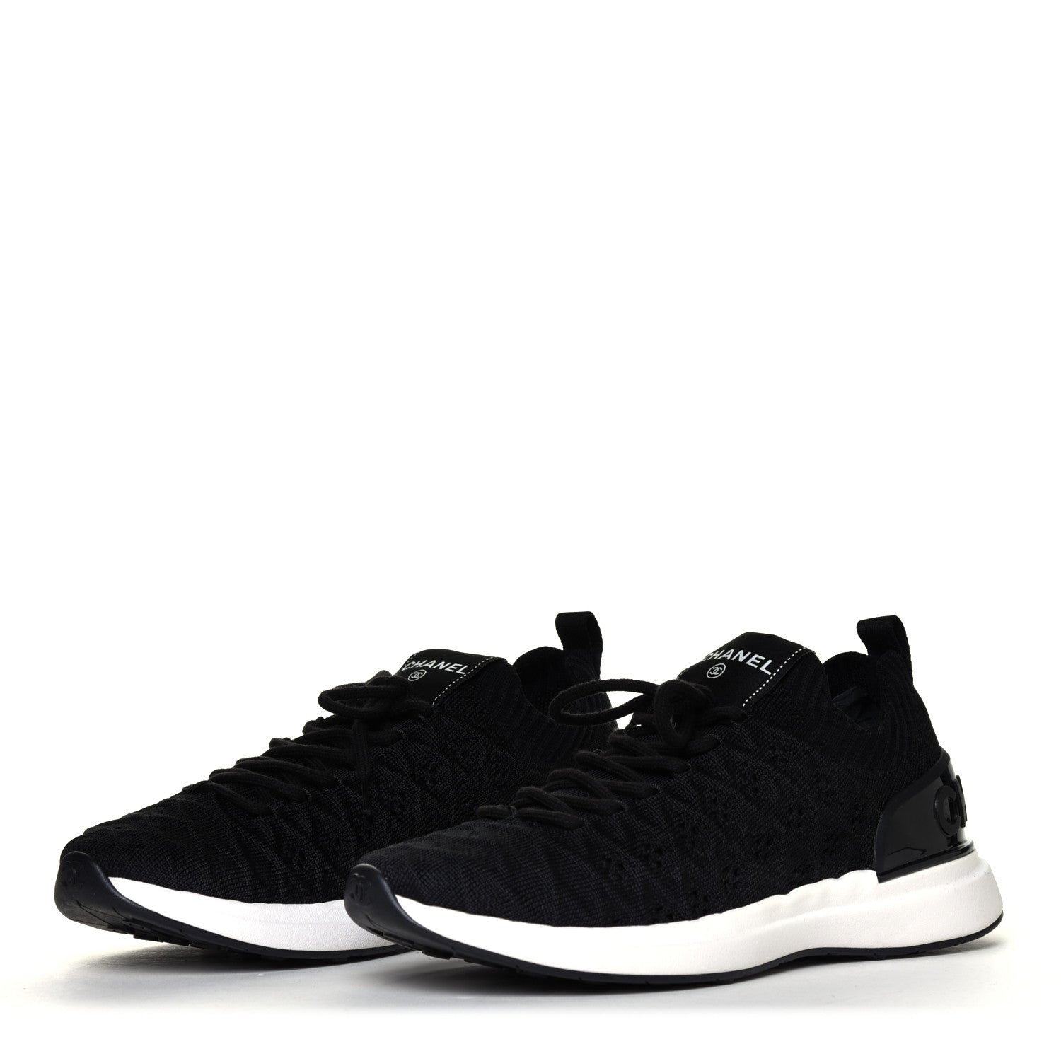 Chanel Fabric Logo Sneakers 36.5 Black 3 of 12