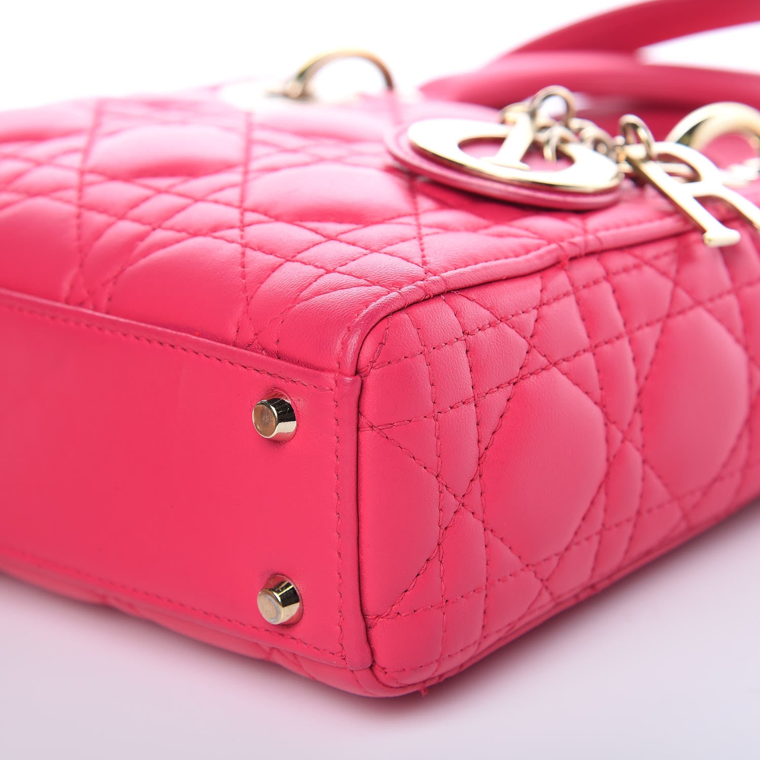 Christian Dior Lambskin Cannage Mini Lady Dior Fuchsia 9 of 13