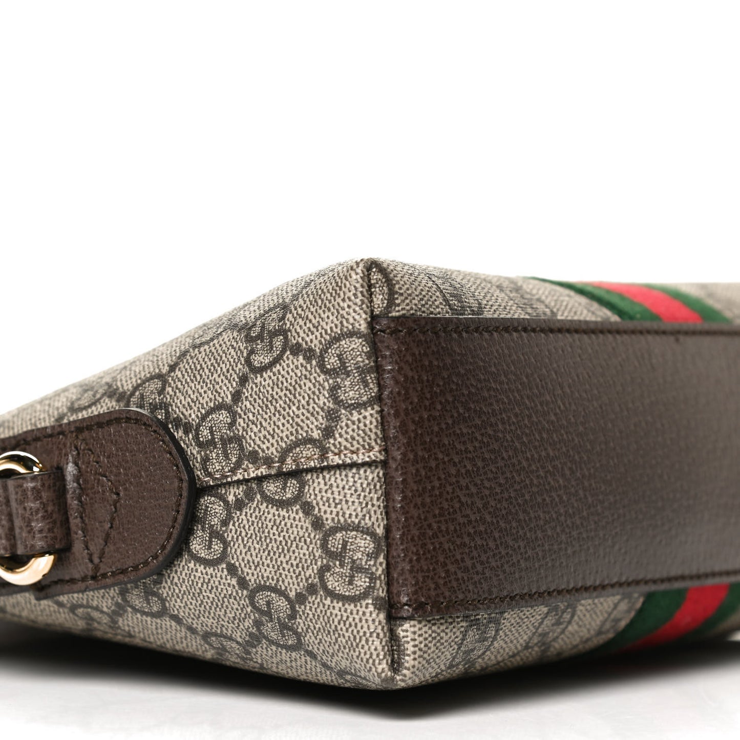GG Supreme Monogram Textured Dollar Calfskin Web Small Ophidia Dome Shoulder Bag Beige Ebony New Acero