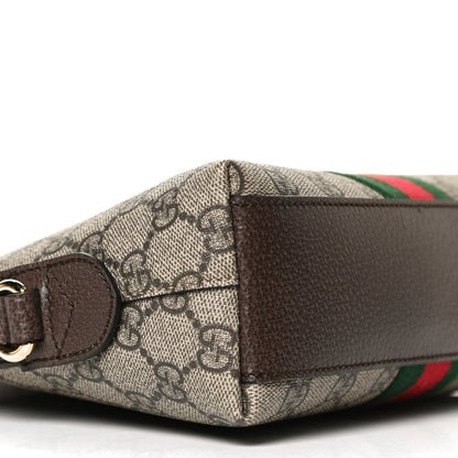Gucci GG Supreme Monogram Textured Dollar Calfskin Web Small Ophidia Dome Shoulder Bag Beige Ebony New Acero 9 of 12