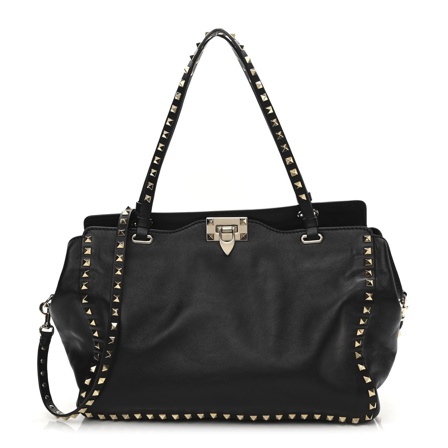 Vitello Medium Rockstud Tote Black