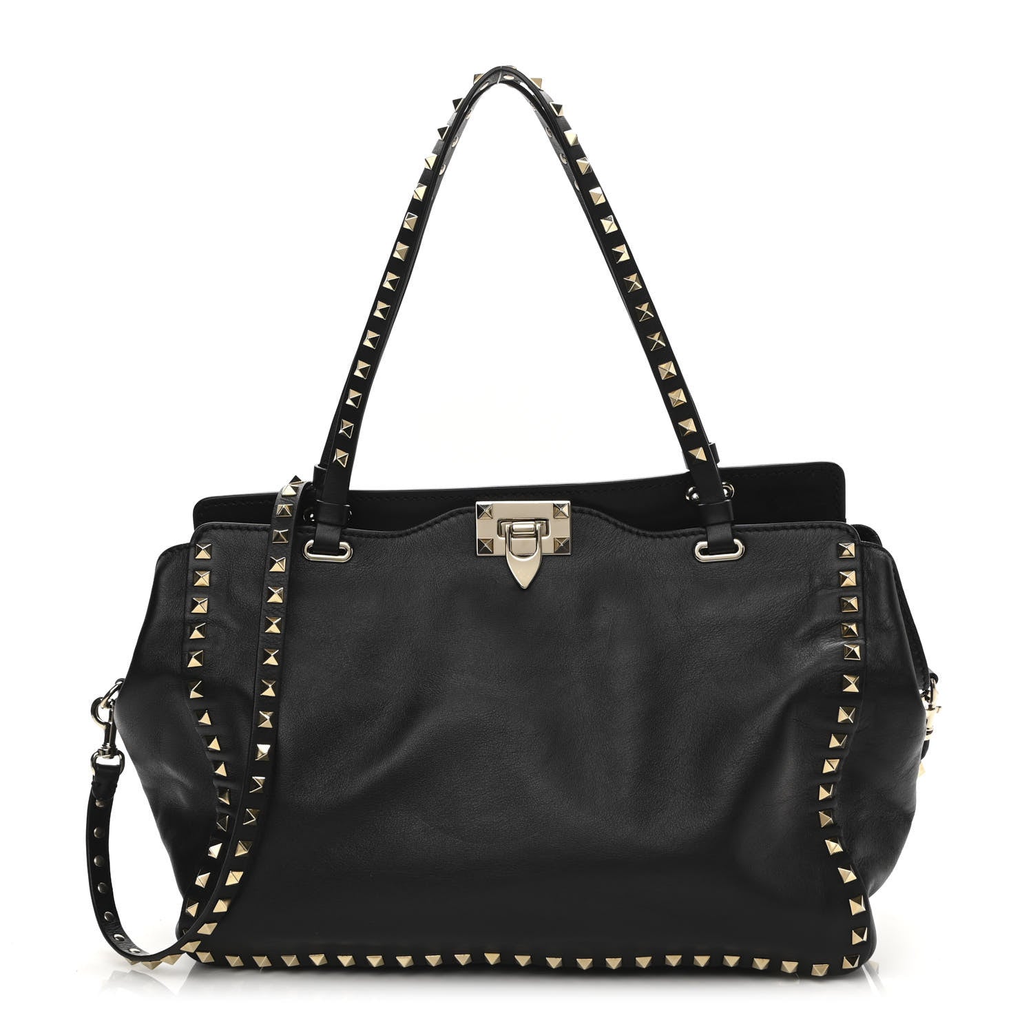 Valentino Garavani Vitello Medium Rockstud Tote Black 1 of 9