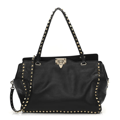 Valentino Garavani Vitello Medium Rockstud Tote Black 1 of 9