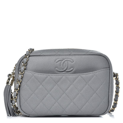 Chanel Caviar Quilted Coco Tassel Small Camera Case Grey 1 of 8