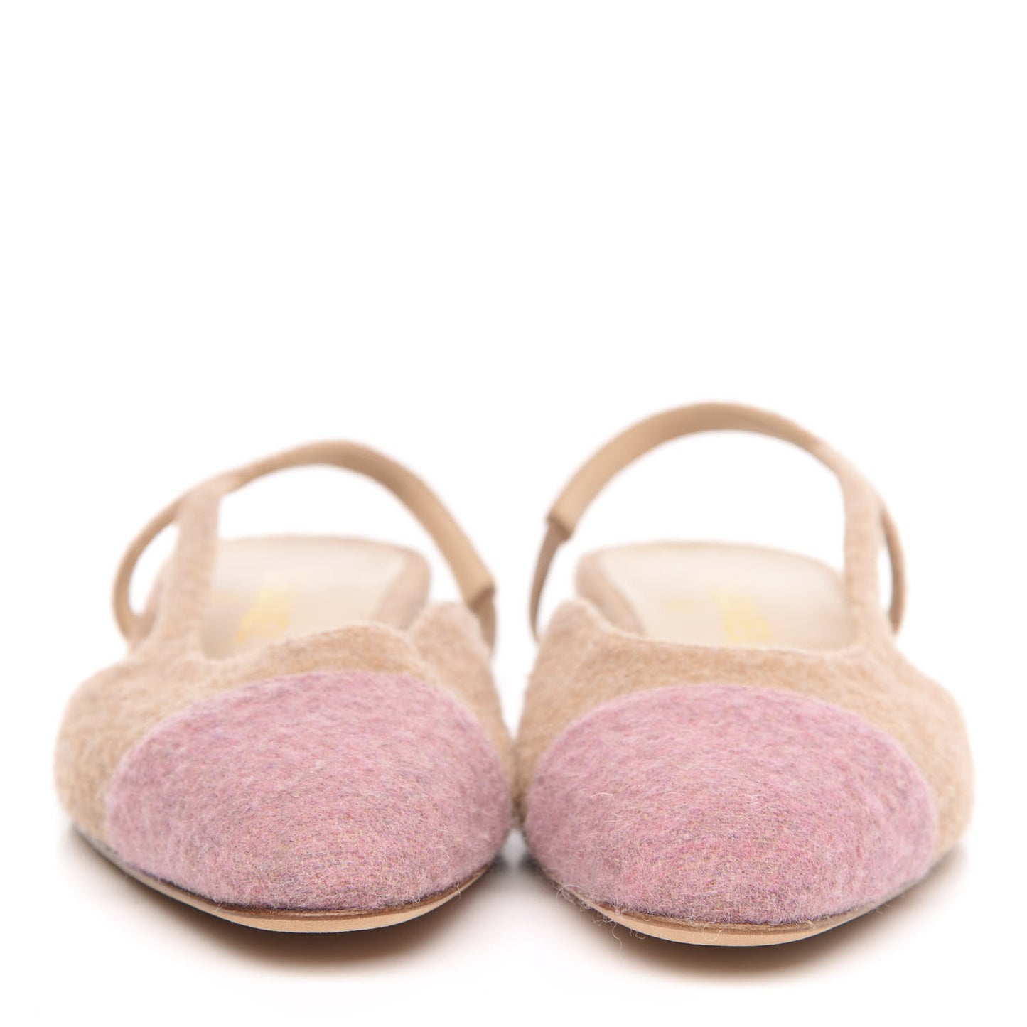 Wool Cap Toe CC Slingback Flat 40 Beige Pink