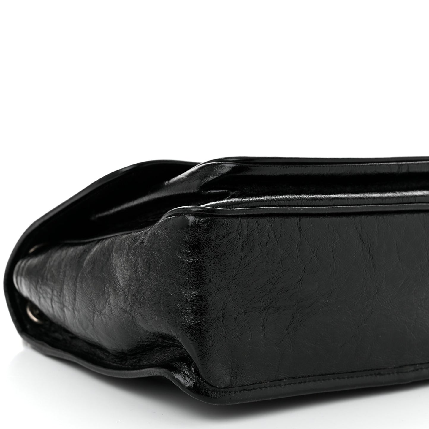 Crinkled Calfskin Monogram Medium Niki Chain Satchel Black