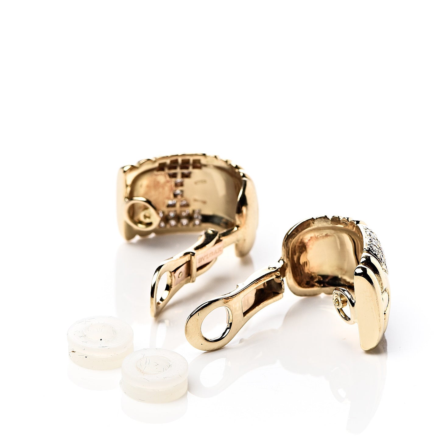 18K Yellow Gold Diamond Parentesi Clip-On Earrings