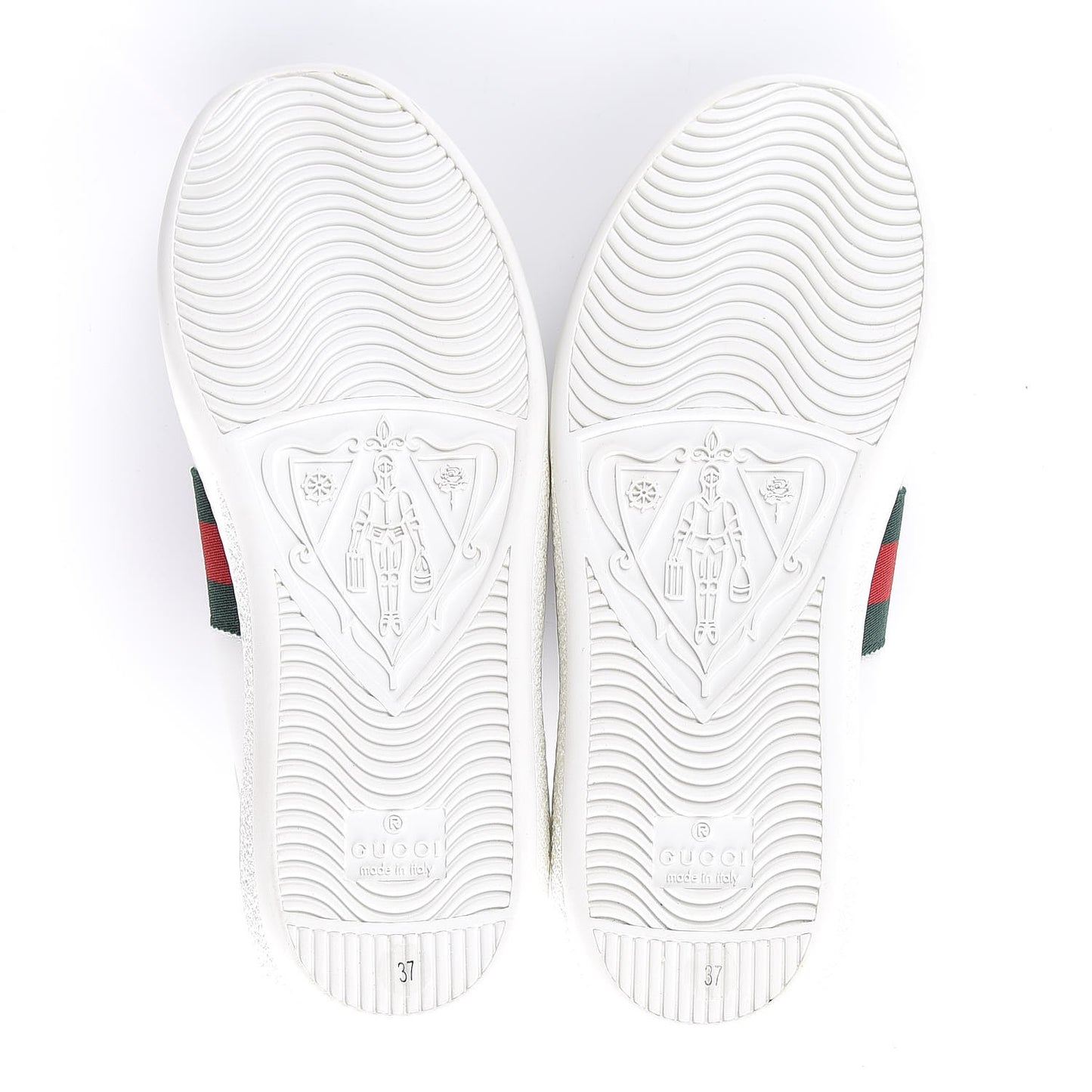 Calfskin Ayers Bee Embroidered Womens Ace Sneakers 37.5 White Green