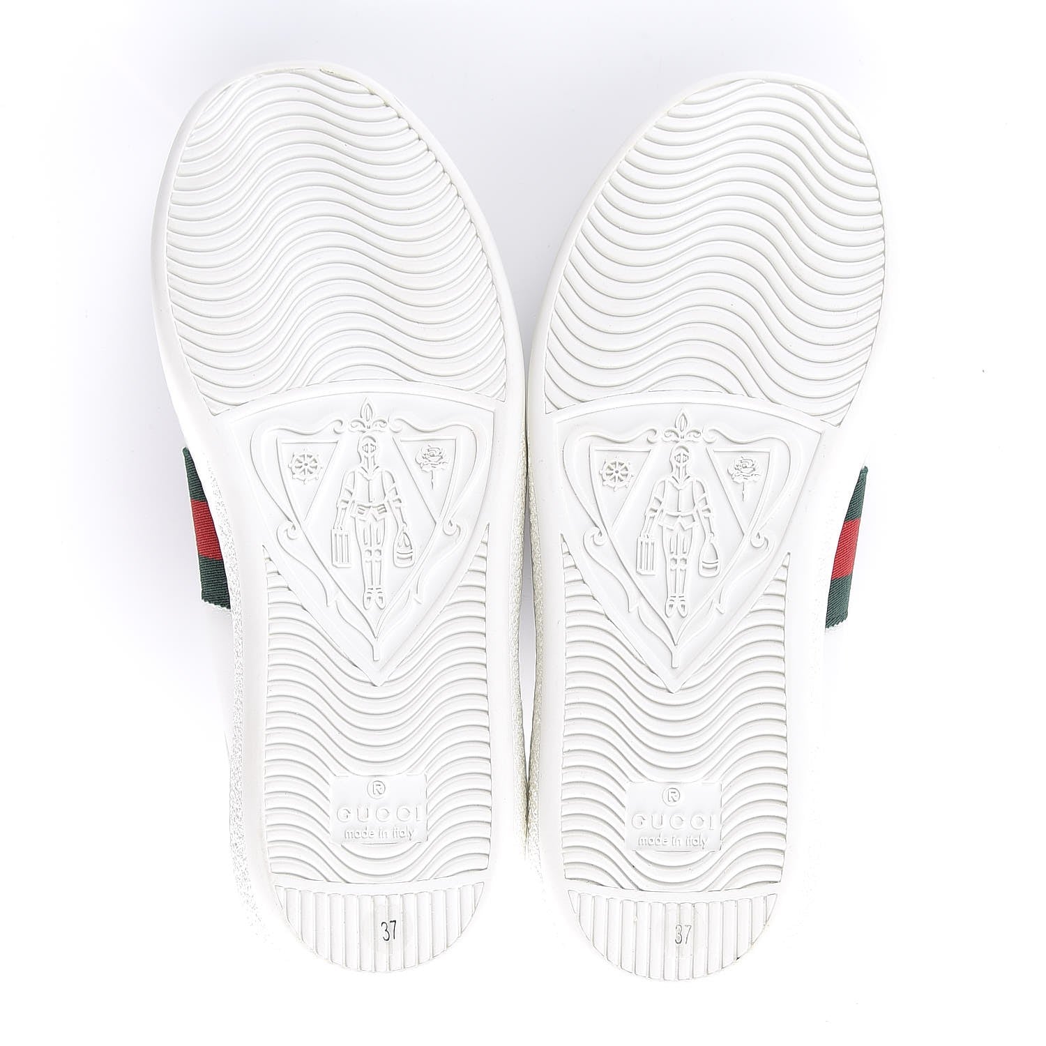 Gucci Calfskin Ayers Bee Embroidered Womens Ace Sneakers 37.5 White Green 8 of 9