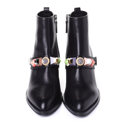 Fendi Calfskin Rainbow-Stud Ankle Boots 38.5 Black Multicolor 5 of 10