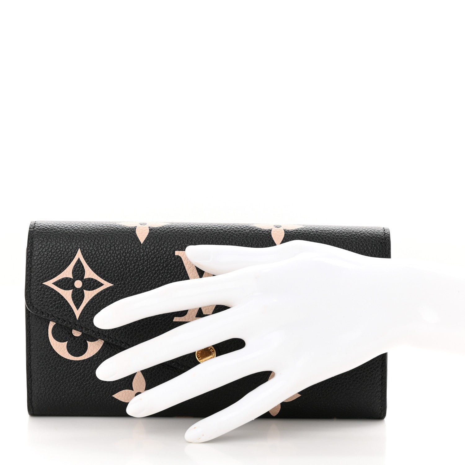 Louis Vuitton Monogram Empreinte Giant Sarah Wallet Black Beige 2 of 8