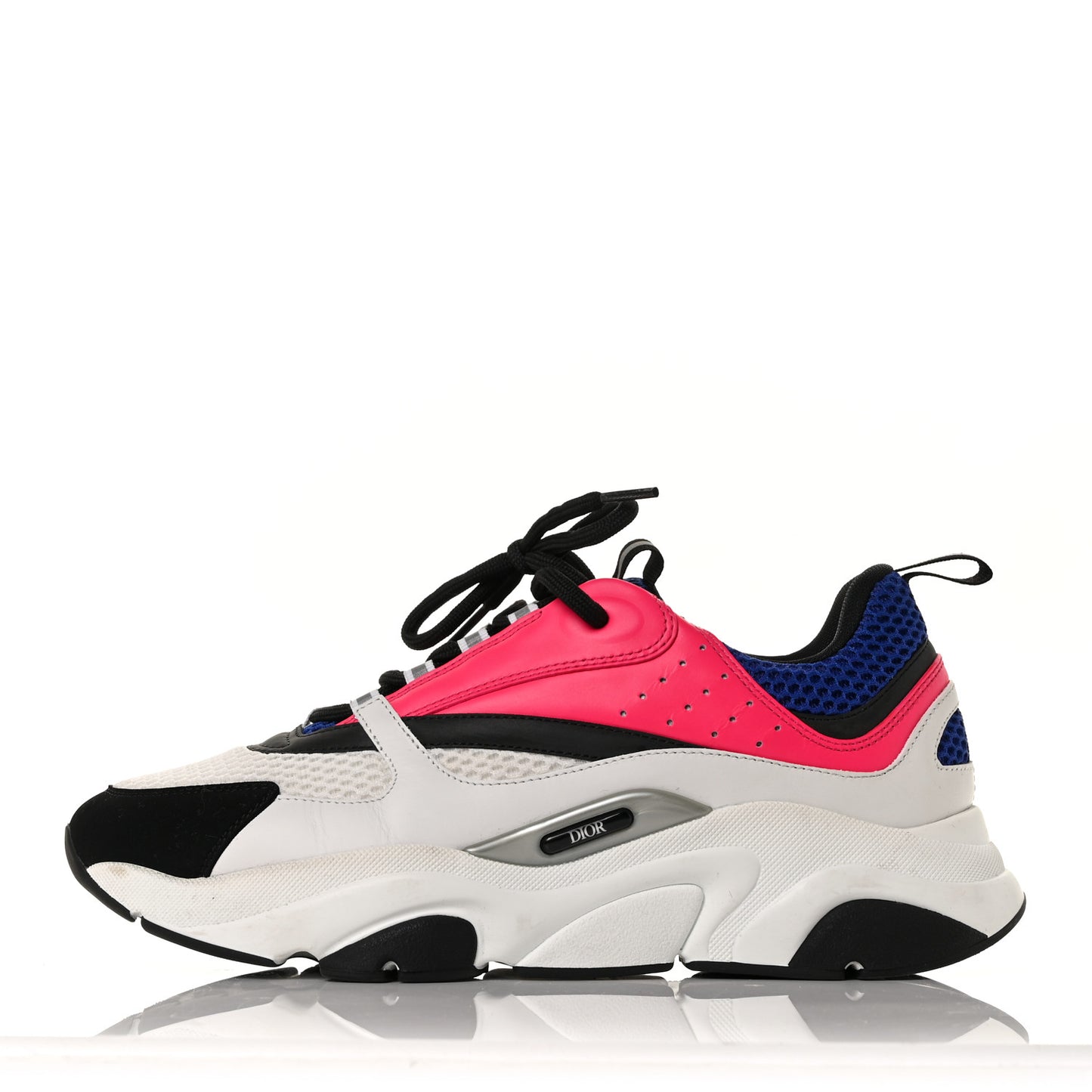 Technical Mesh Calfskin Mens B22 Sneakers 44 White Pink Blue