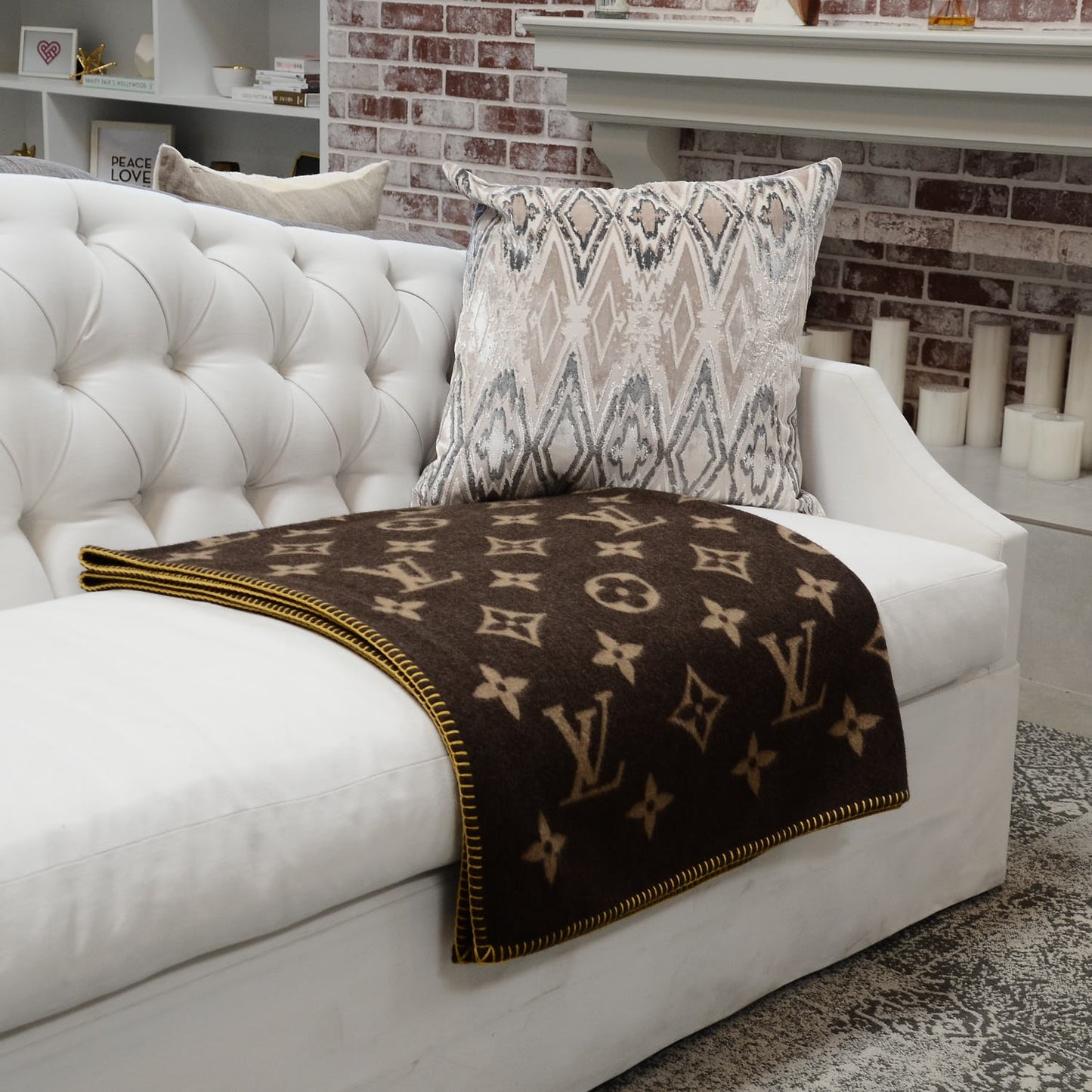 Wool Cashmere Monogram Blanket Marron