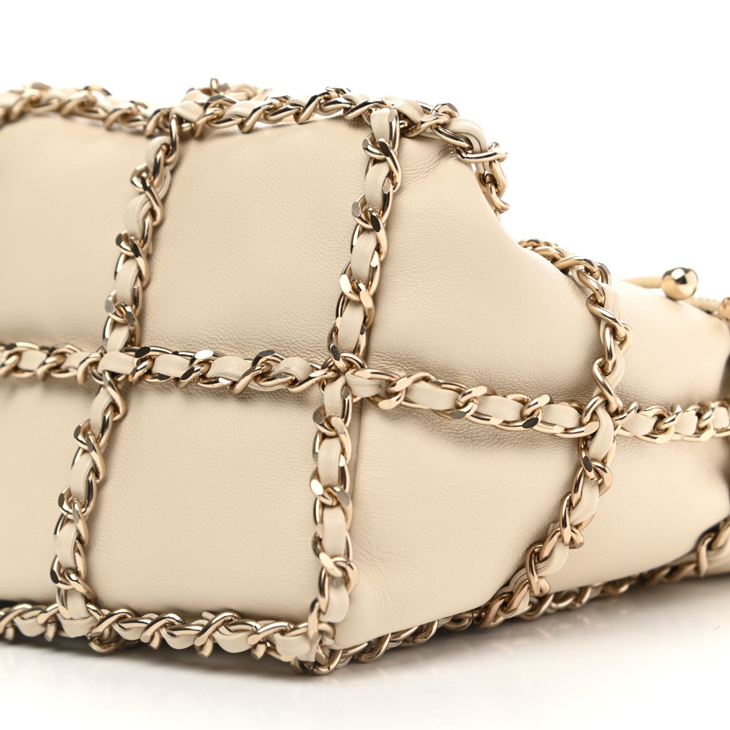 Chanel Lambskin Bucket Chain Drawstring Bag Beige 9 of 10