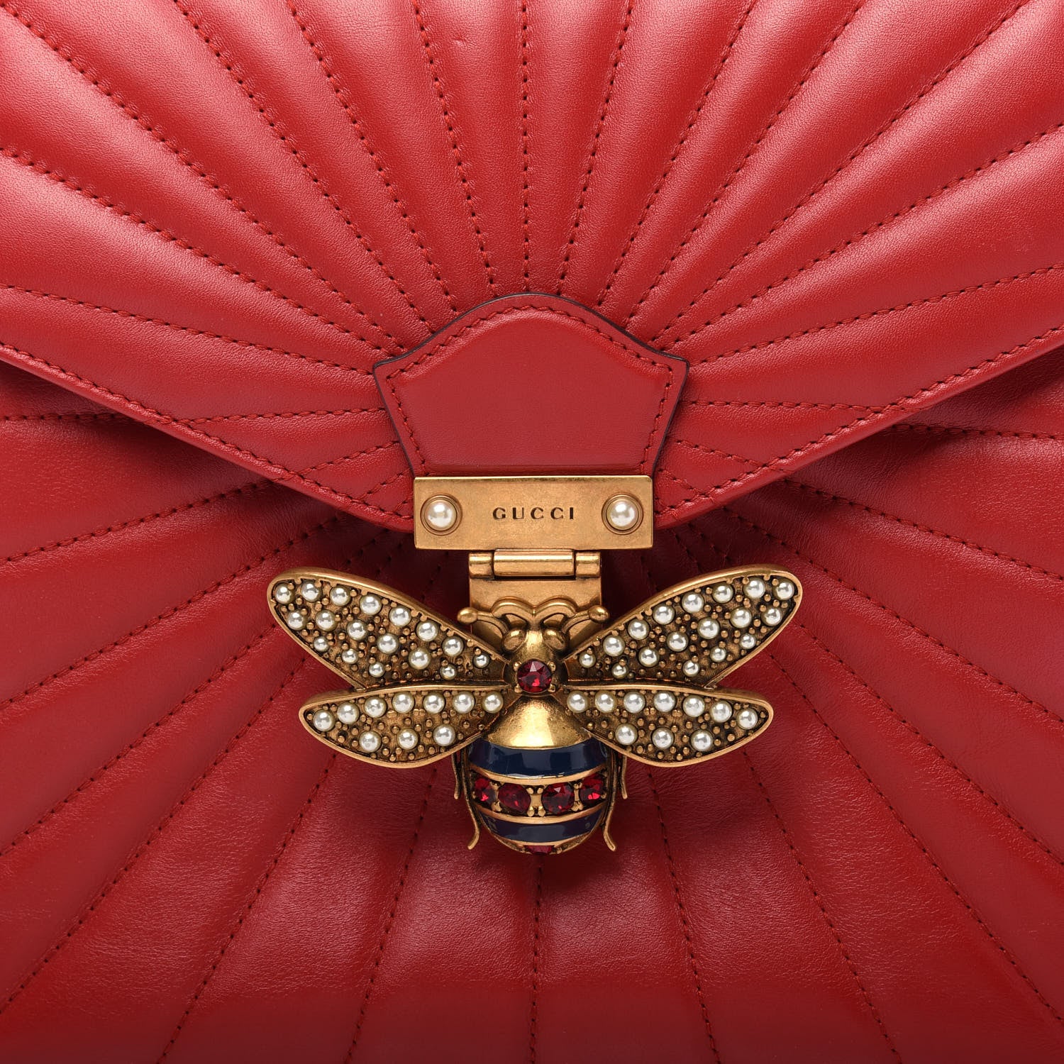 Gucci Calfskin Bamboo Trapuntata Queen Margaret Backpack Hibiscus Red 10 of 10