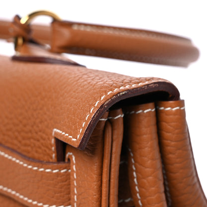 Hermes Taurillon Clemence Shoulder Kelly 42 Gold 11 of 12