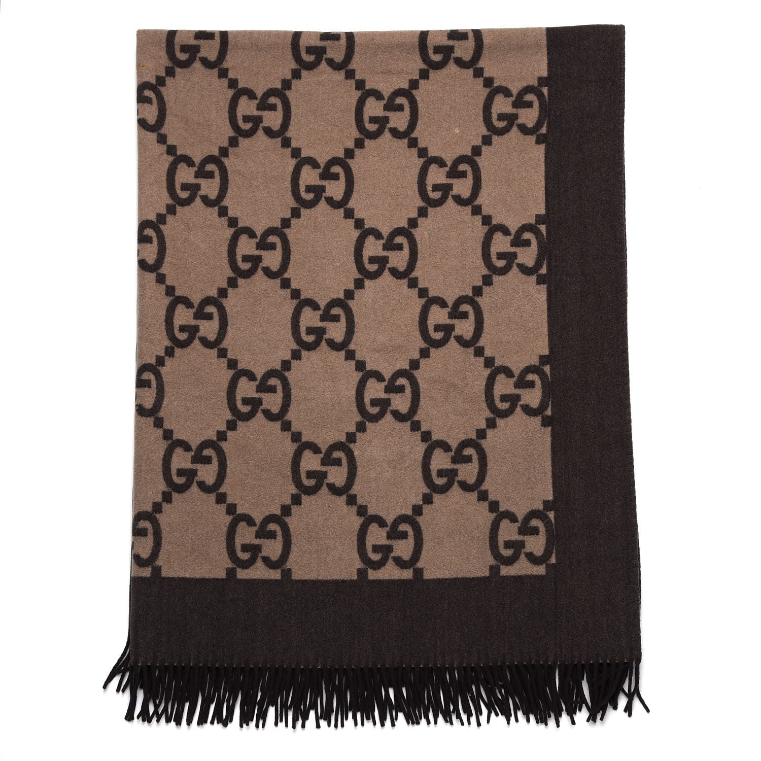 Gucci Wool Cashmere GG Monogram Blanket Dark Brown 1 of 11