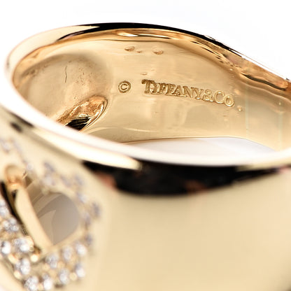 Tiffany 18K Yellow Gold Diamond Cutout Heart Wide Band Ring 53 6.5 4 of 4