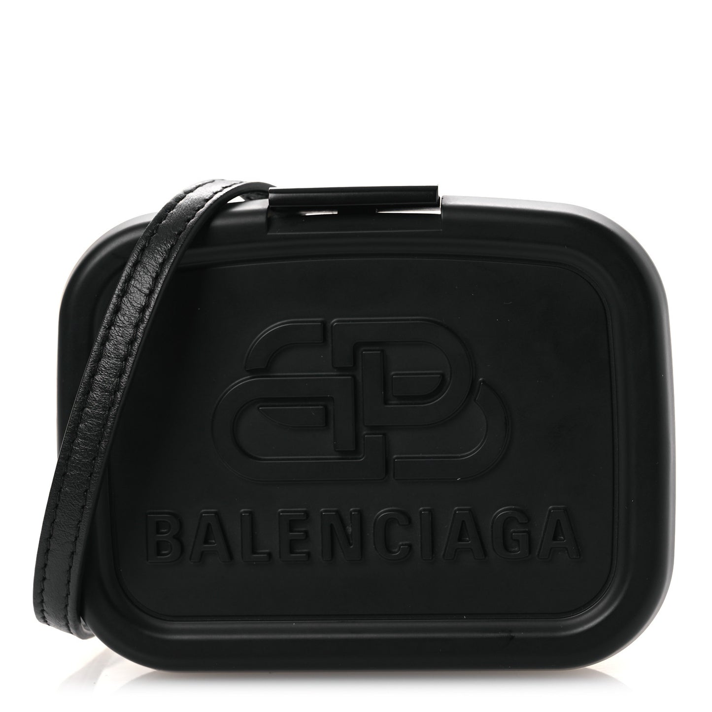 Recycled Plastic Calfskin Embossed Mini Lunch Box Case with Strap Black