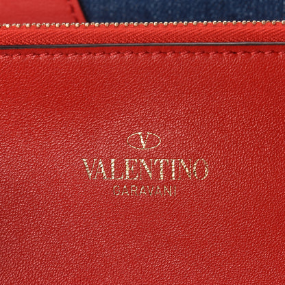 Valentino Garavani Denim Large Escape Tote Blue Red 6 of 9