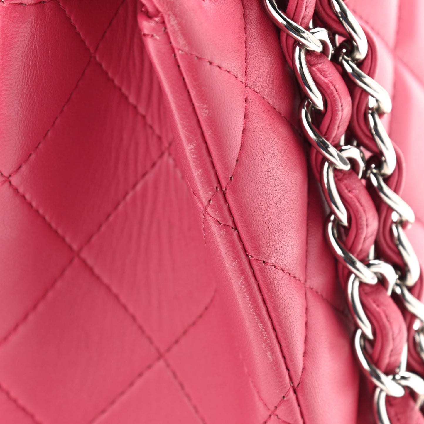 Lambskin Quilted Jumbo Double Flap Dark Pink