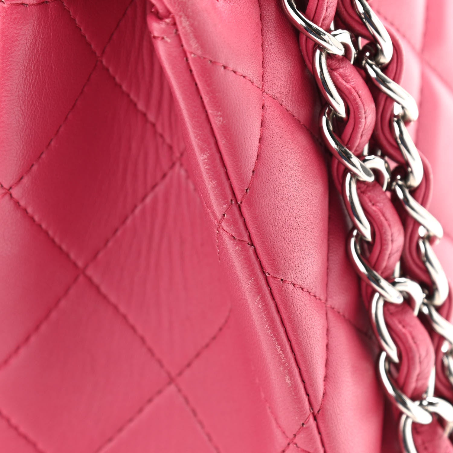 Chanel Lambskin Quilted Jumbo Double Flap Dark Pink 13 of 16