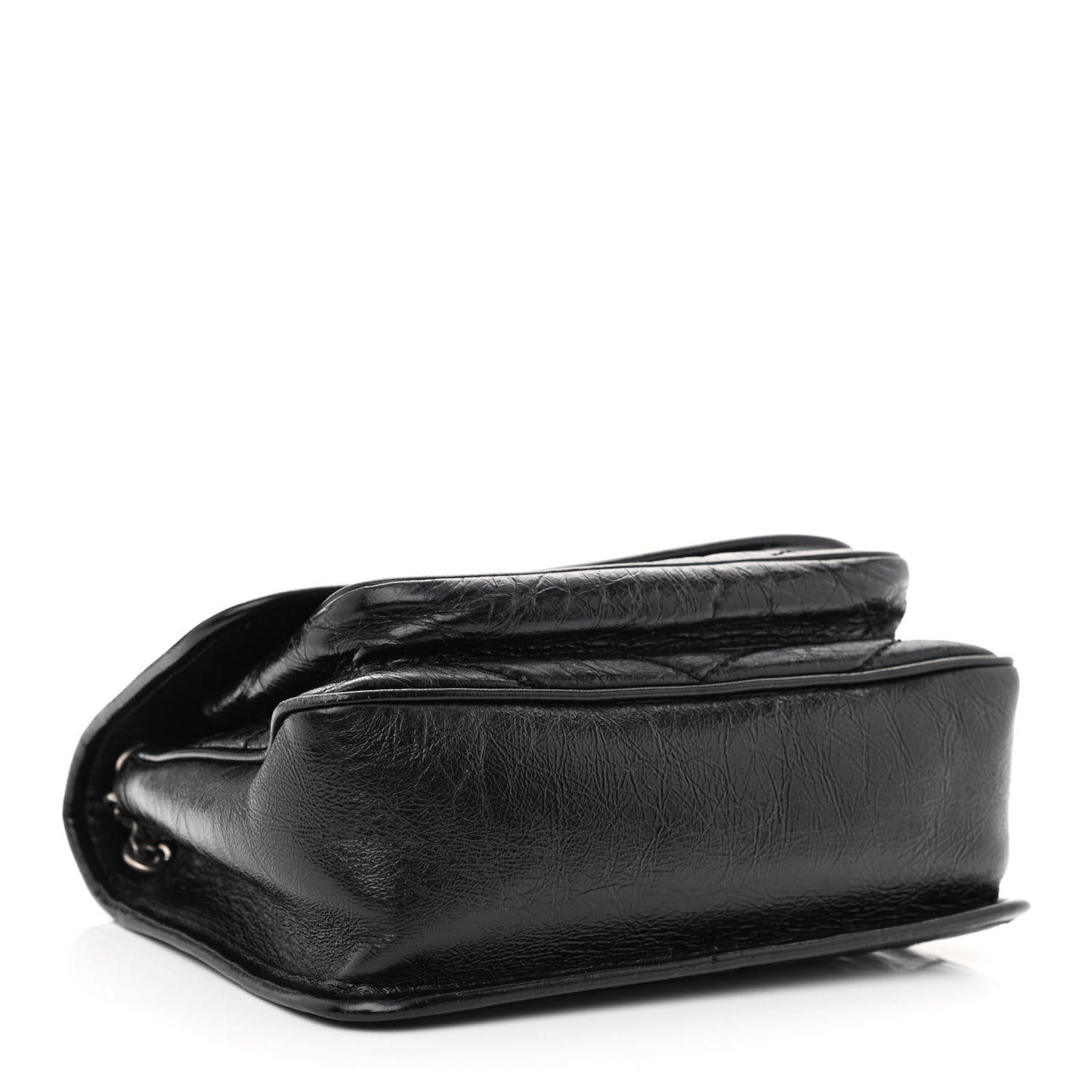Crinkled Lambskin Matelasse Monogram Baby Niki Chain Satchel Black
