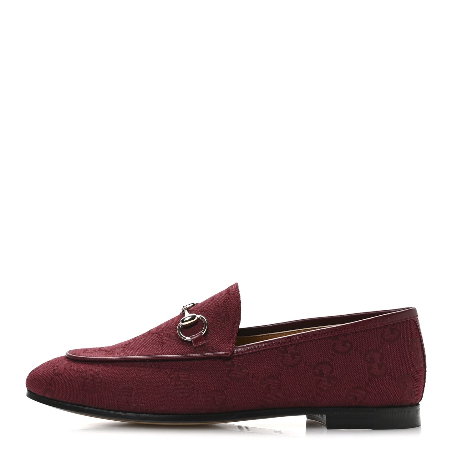 New Canvas GG Monogram Malaga Kid Horsebit Womens Jordaan Loafers 36.5 Rosso Ancora