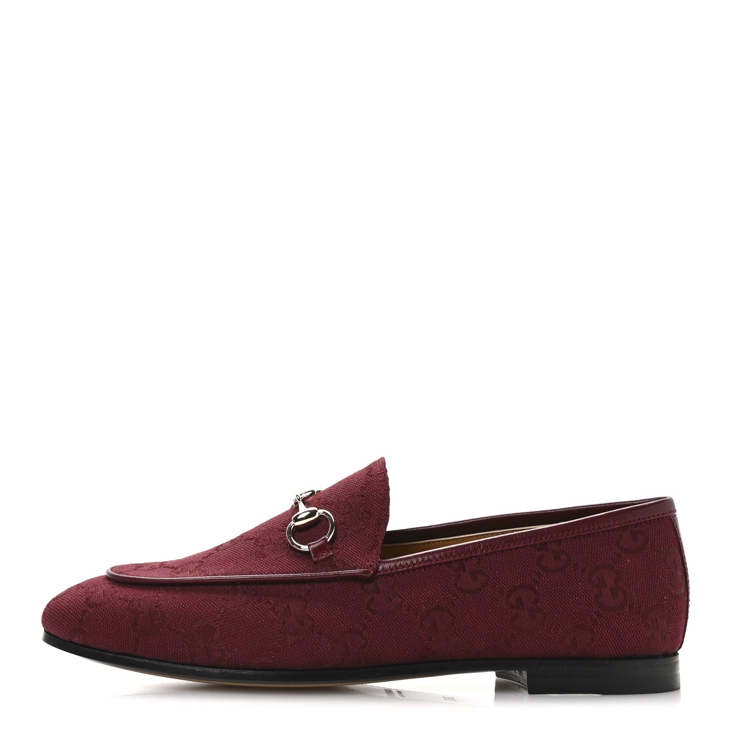 Gucci New Canvas GG Monogram Malaga Kid Horsebit Womens Jordaan Loafers 36.5 Rosso Ancora 1 of 9
