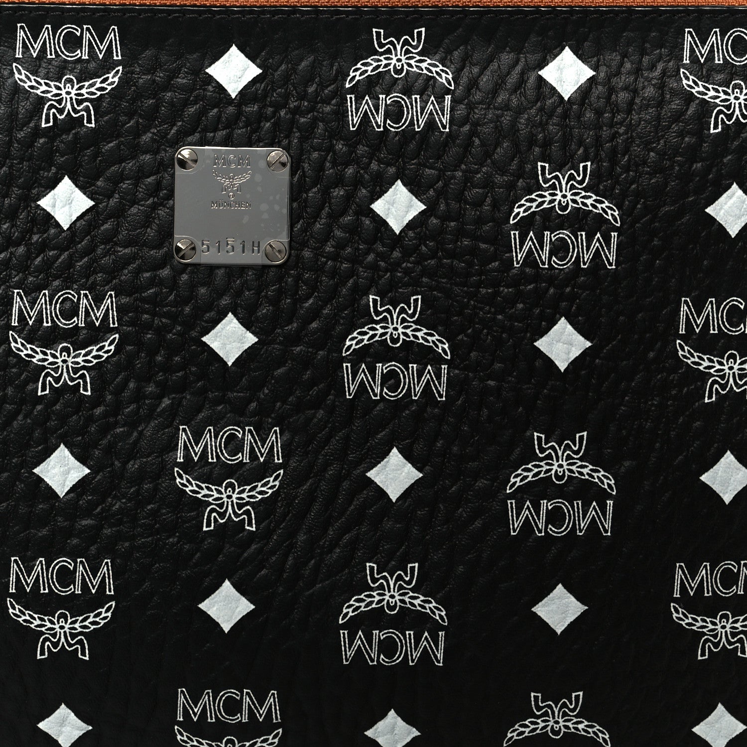 MCM Visetos Medium Stark Wristlet Pouch Black Cognac 8 of 9