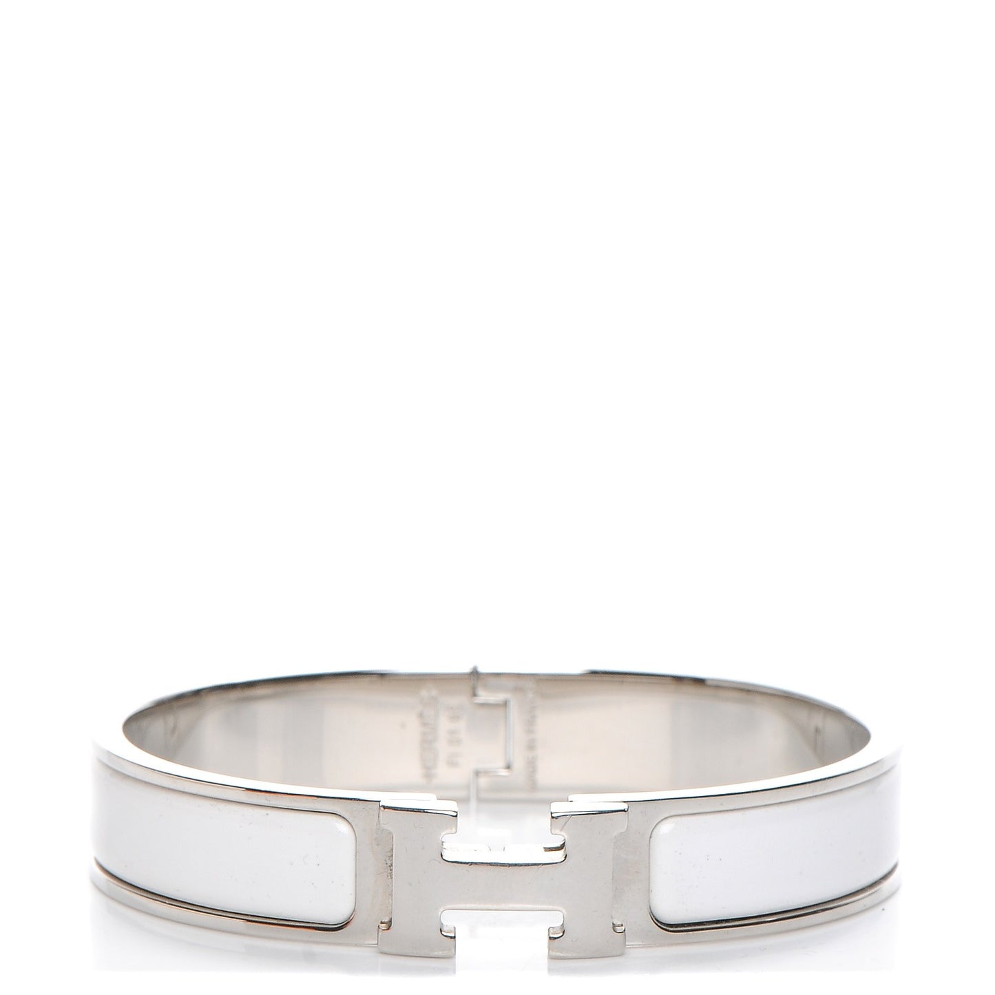 Enamel Narrow Clic Clac H Bracelet GM White