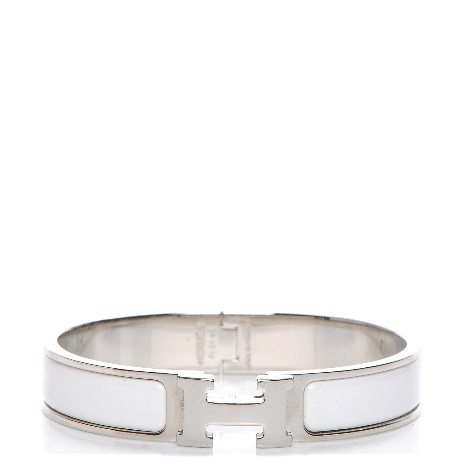 Hermes Enamel Narrow Clic Clac H Bracelet GM White 1 of 5