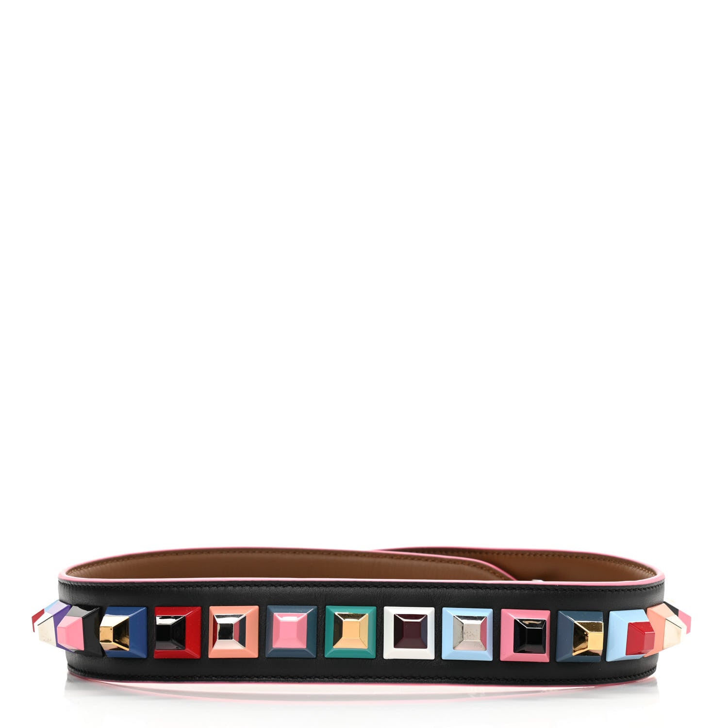 Fendi Vitello Dolce Plexiglass Bi-Color Studded Strap You Black Brownie Multicolor 2 of 3