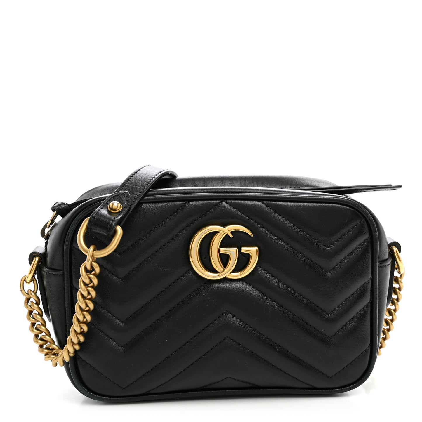 Calfskin Matelasse Mini GG Marmont Camera Bag Black
