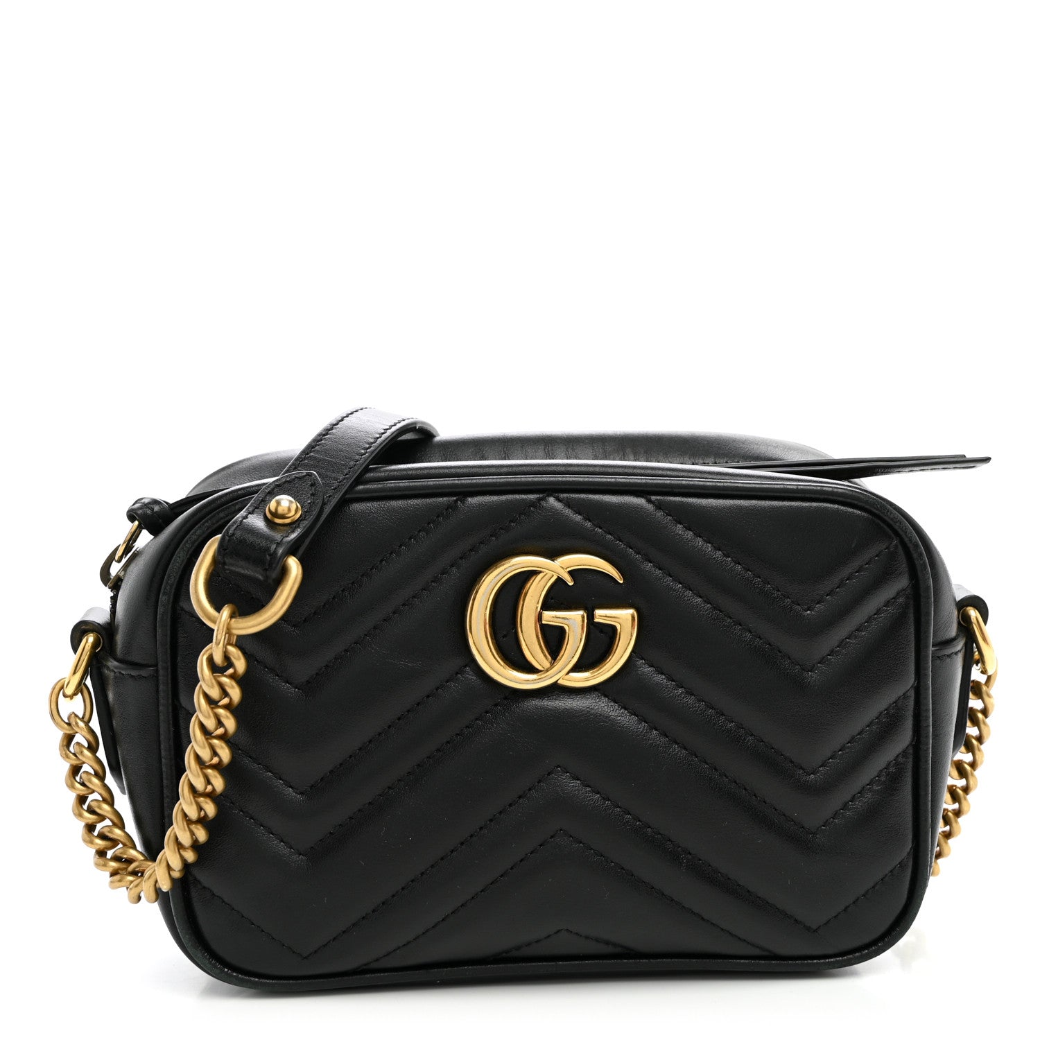 Gucci Calfskin Matelasse Mini GG Marmont Camera Bag Black 1 of 10