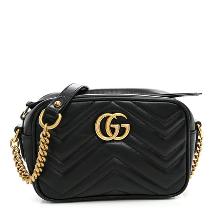 Gucci Calfskin Matelasse Mini GG Marmont Camera Bag Black 1 of 10