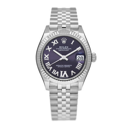 Rolex Stainless Steel 18K White Gold Diamond 31mm Oyster Perpetual Datejust Watch Aubergine Roman 278274 1 of 5