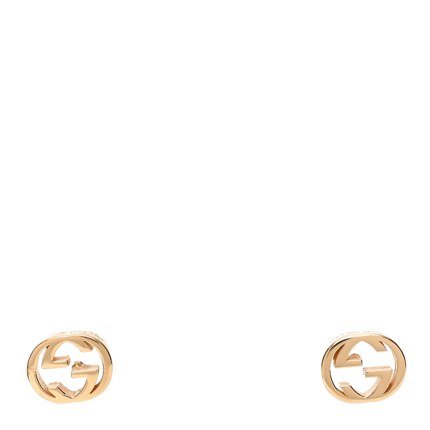 Gucci 18K Yellow Gold Interlocking G Stud Earrings 1 of 6