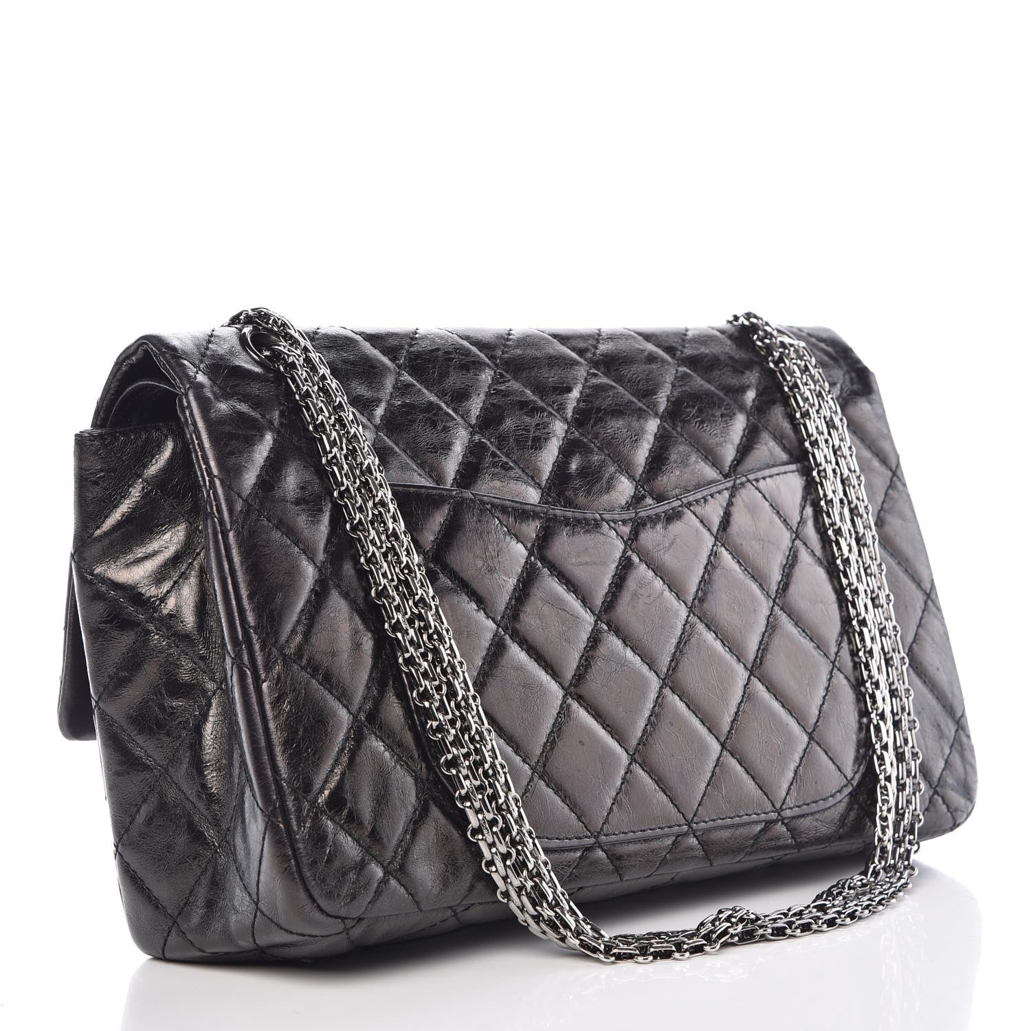 Chanel Glazed Aged Calfskin Quilted 2.55 Reissue 227 Flap Black 4 of 10