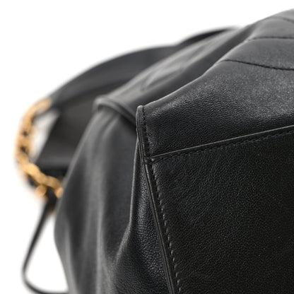 Chanel Lambskin CC Stitched Drawstring Bucket Bag Dark Brown 11 of 12