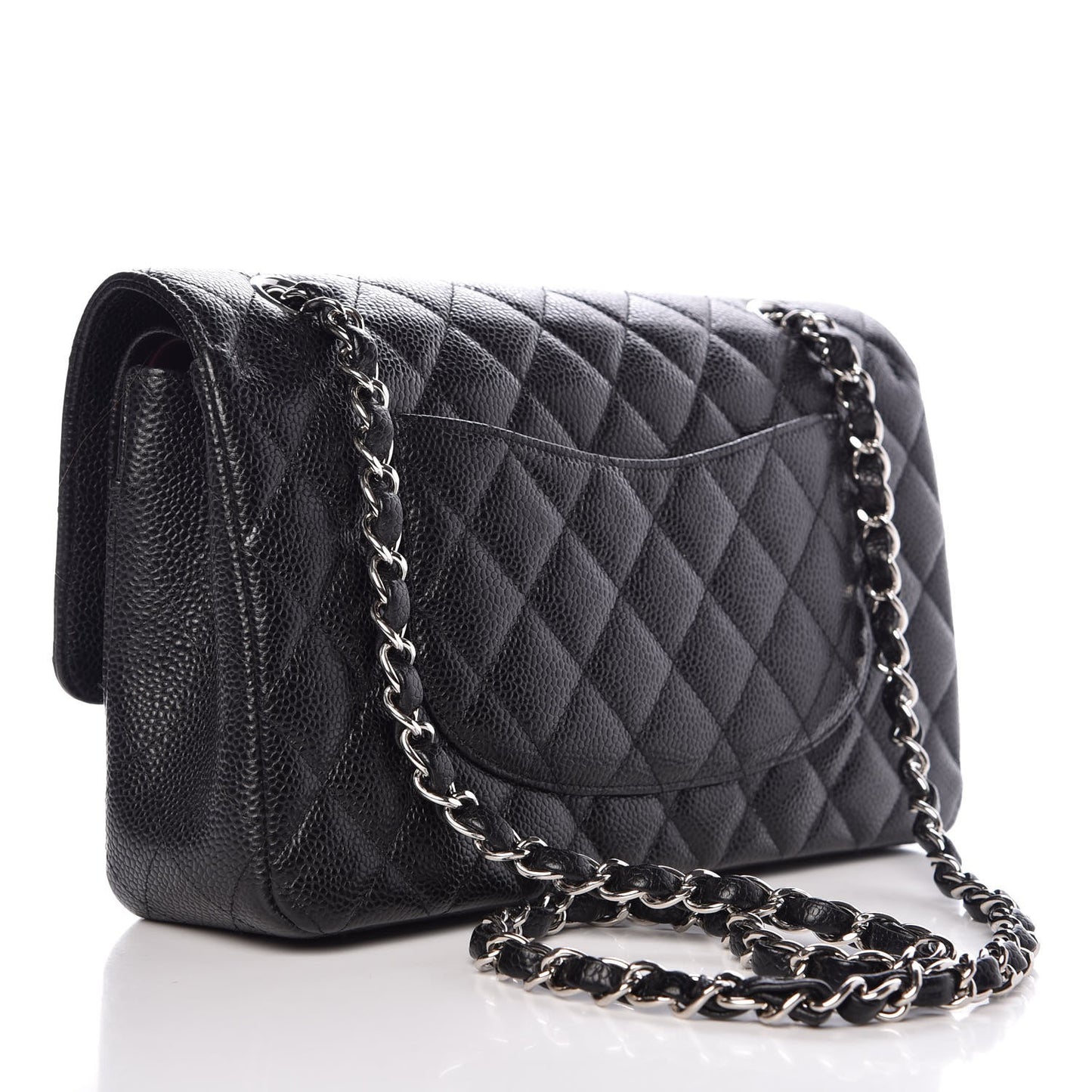 Caviar Quilted Medium Double Flap Black