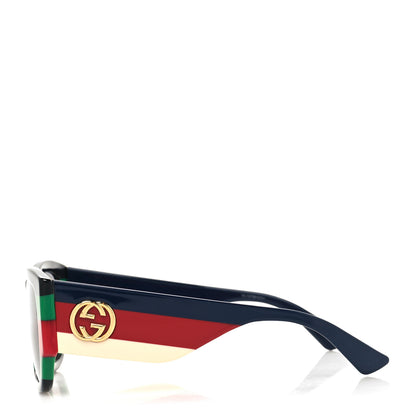 Gucci Acetate Web Oversized Frame Rectangle Sunglasses GG0276S Black Multicolor 3 of 9