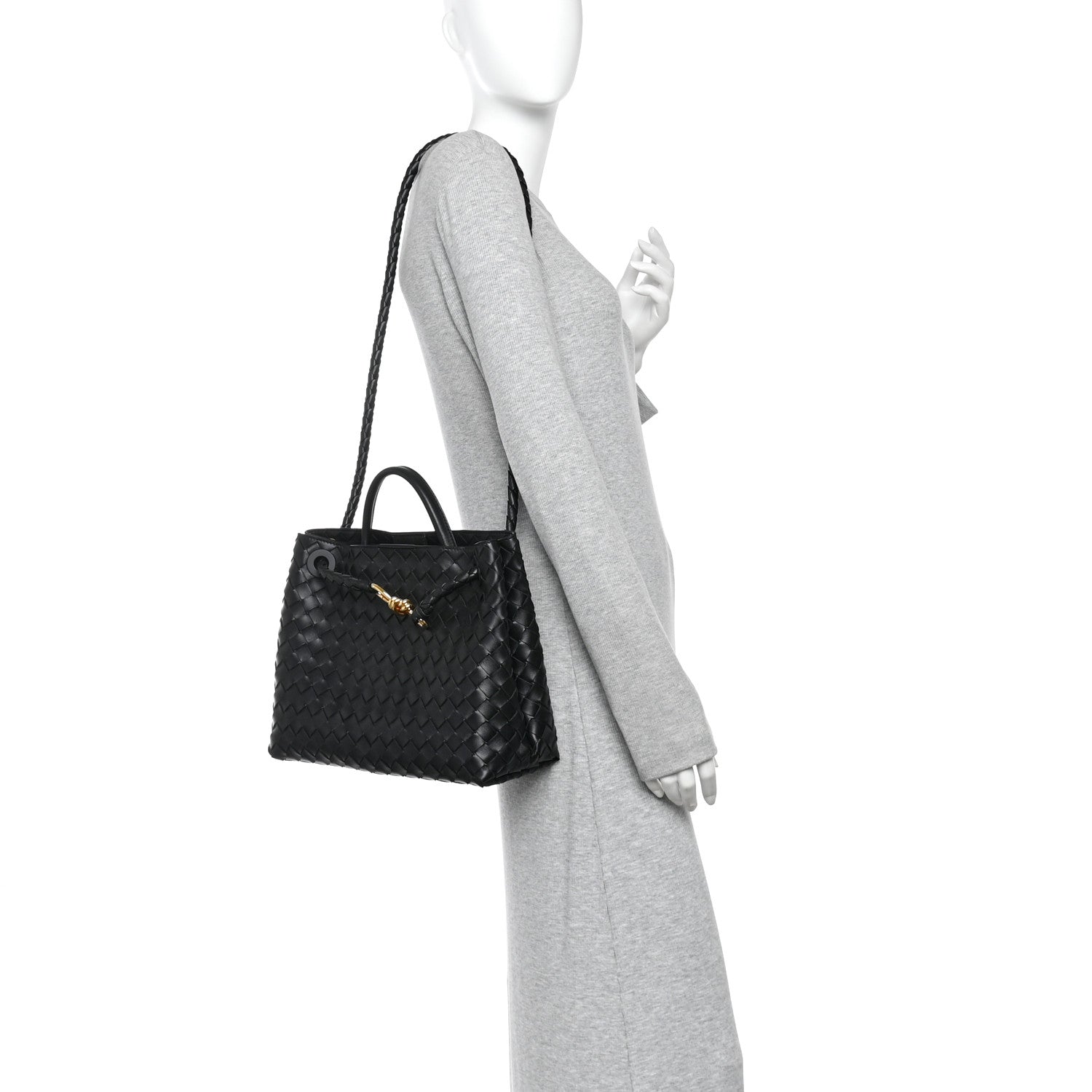 Bottega Veneta Nappa Intrecciato Medium Andiamo Shoulder Bag Black 2 of 9