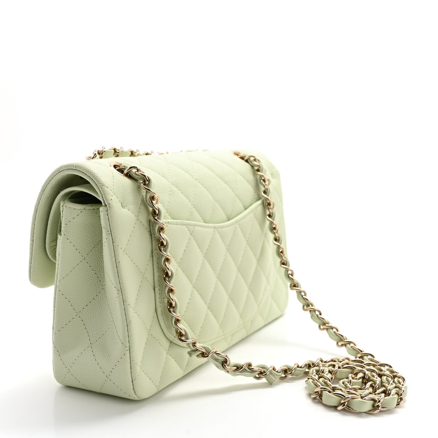Chanel Caviar Quilted Small Double Flap Light Green 3 of 11