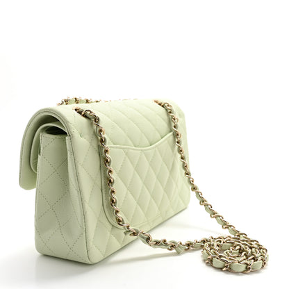 Chanel Caviar Quilted Small Double Flap Light Green 3 of 11