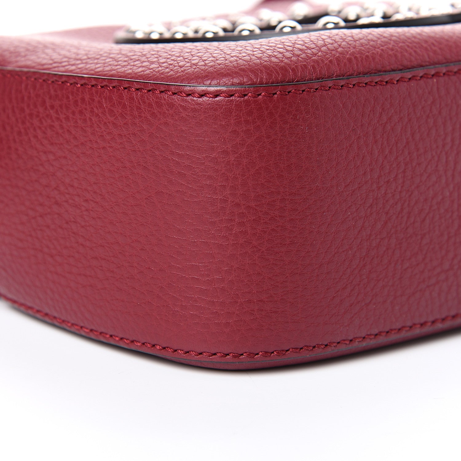 Gucci Pebbled Calfskin Studded Small Soho Disco Bag Soft Burgundy 8 of 11