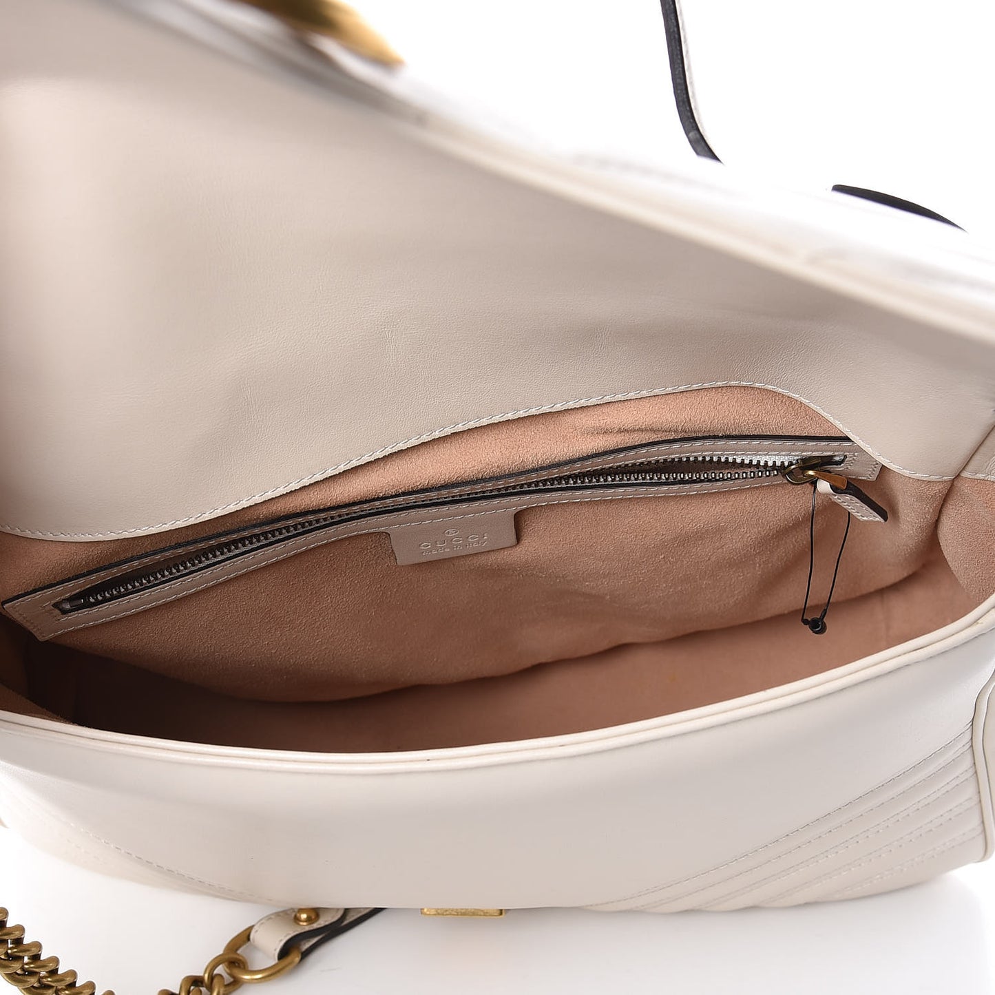 Calfskin Matelasse Medium GG Marmont Top Handle Shoulder Bag Mystic White