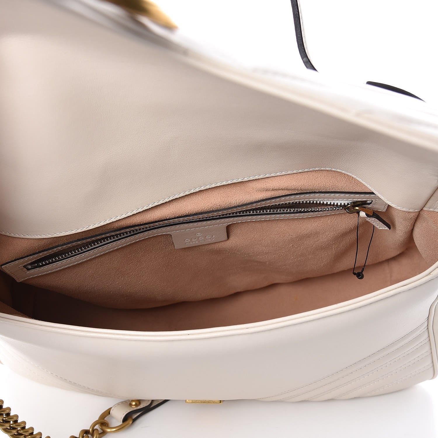 Gucci Calfskin Matelasse Medium GG Marmont Top Handle Shoulder Bag Mystic White 7 of 9