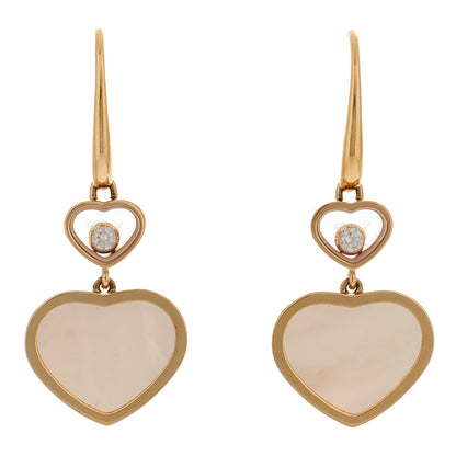 Chopard 18K Rose Gold Diamond Mother of Pearl Floating Happy Diamonds Hearts Earrings 1 of 4